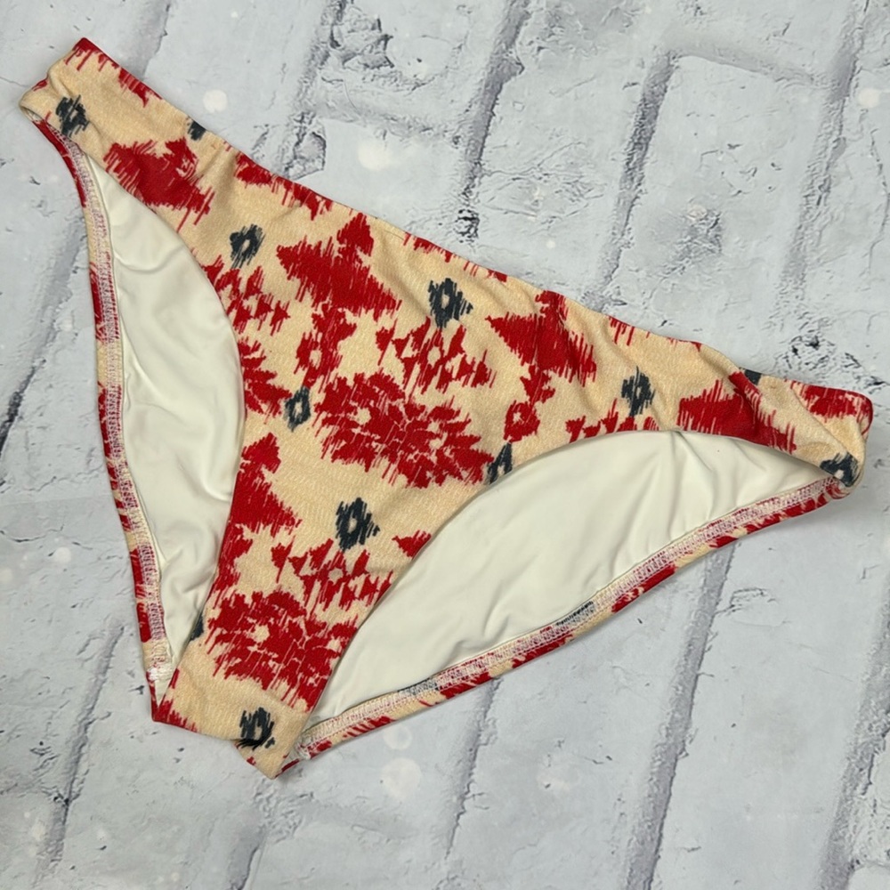 ViX Paula Hermanny Bikini Bottom Abstract Ikat Pattern Red Blue Tan Southwestern